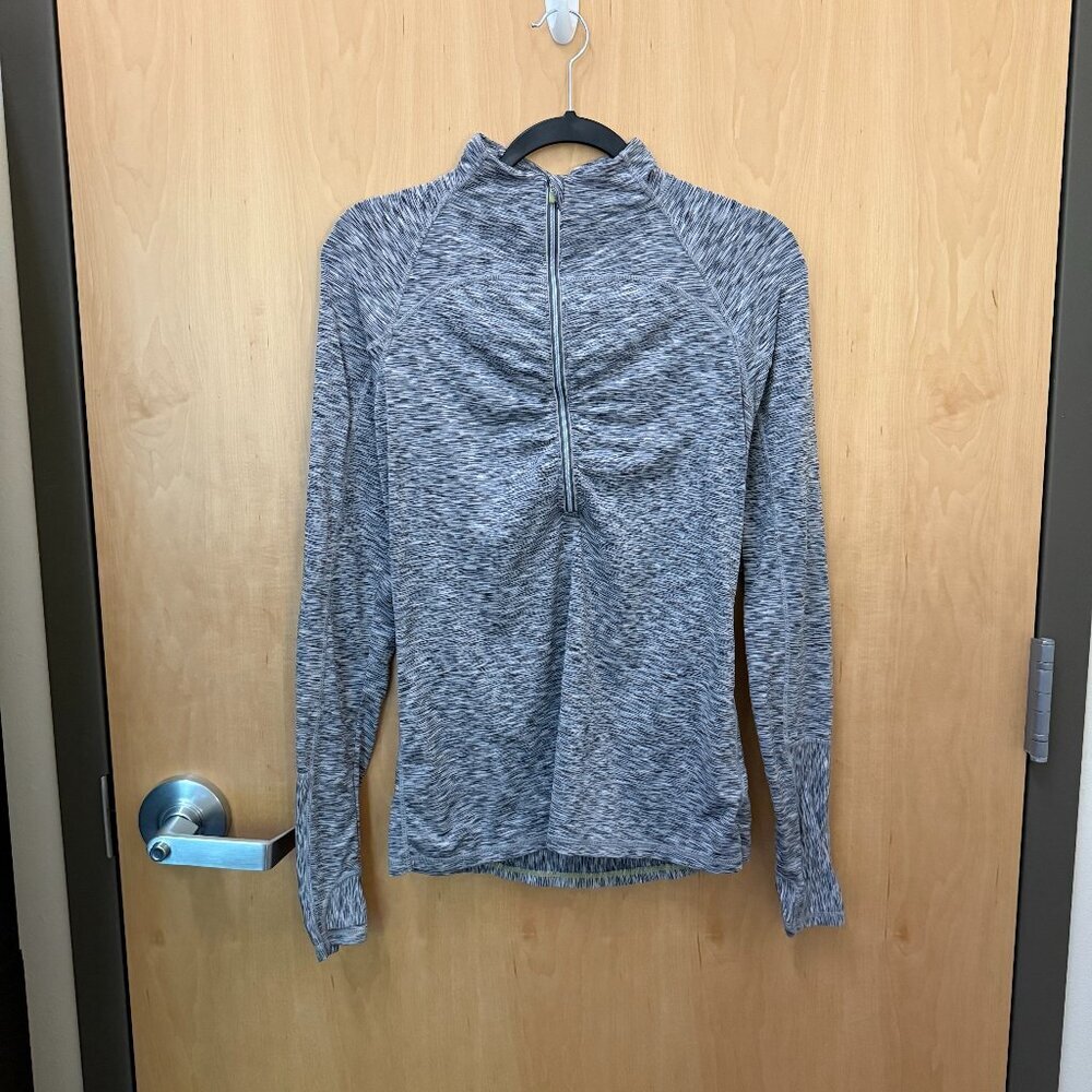 Athleta gray ruched quarter zip pullover women’s M